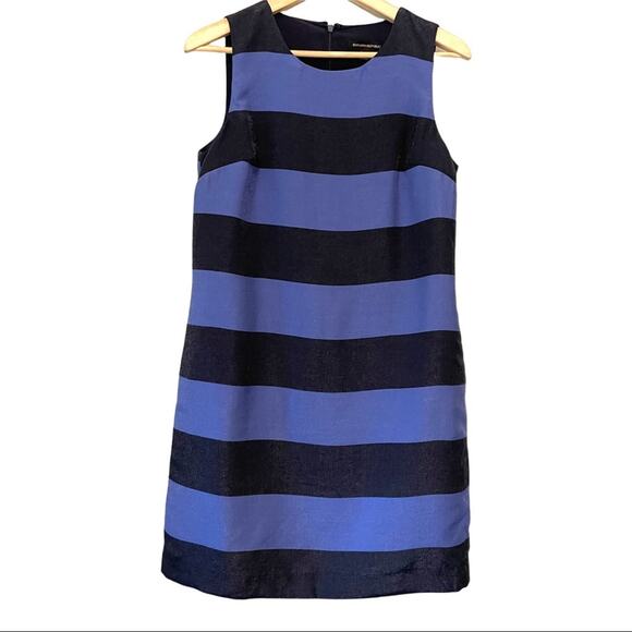 Banana Republic Rugby Stripe Shift Dress Size 6 Blue Womens Sleeveless Modest - Picture 2 of 7